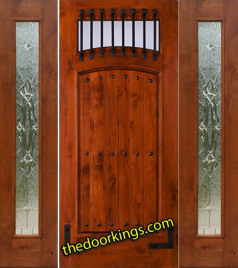 sw64 knotty alder wood door with two shannon sidelites